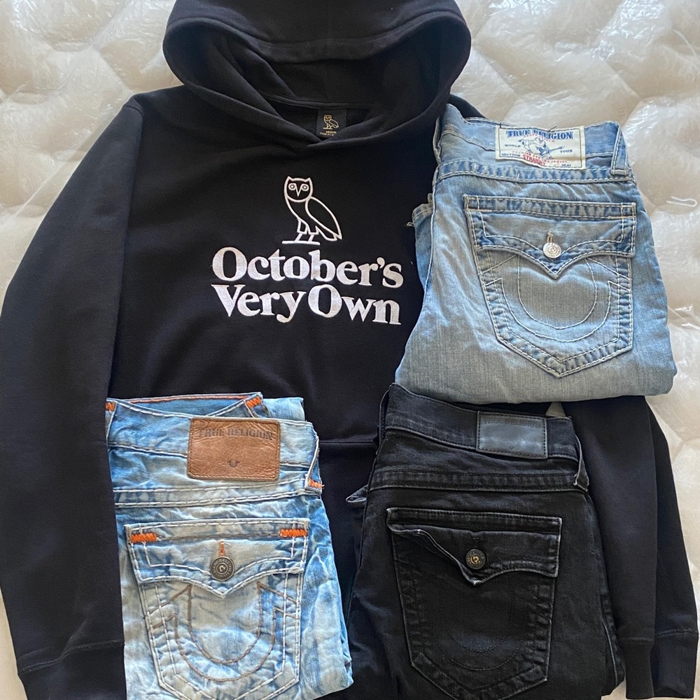 True Religion Jeans Set with Black Hoodie